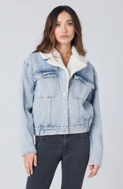 Jeansjacke mit Teddybärfell Saltawater Luxe