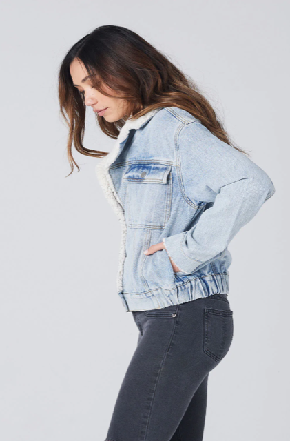 Jeansjacke mit Teddybärfell Saltawater Luxe