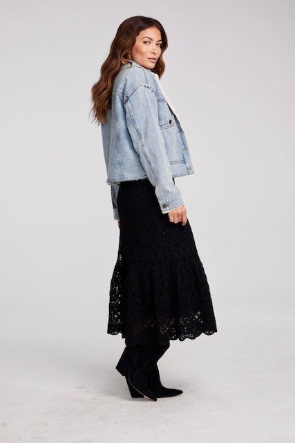 Jeansjacke mit Teddybärfell Saltawater Luxe