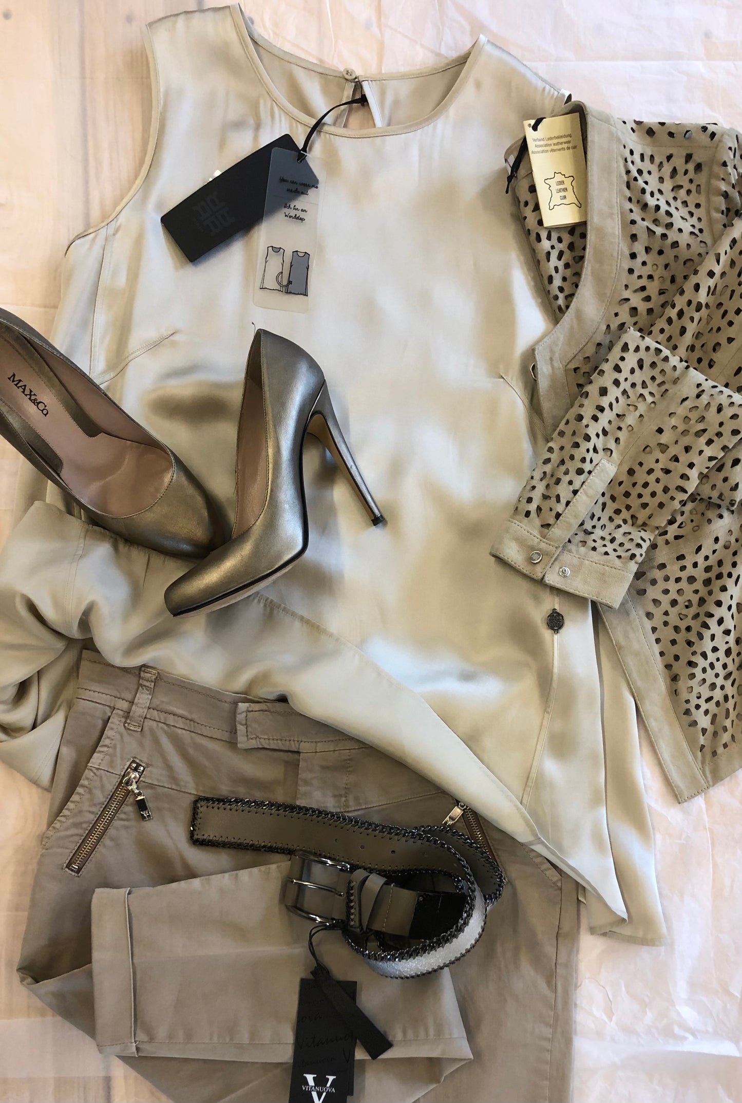 Riani Seiden-Tunika reversible sandbeige