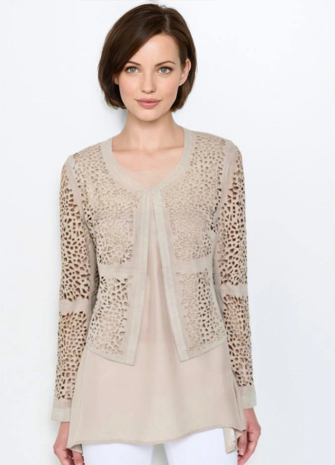 Riani Leder Jacke LaserCutOut "Sand"