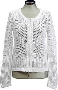monari Strickjacke Lochmuster "Weiss"