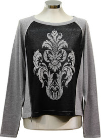monari Pullover Ornamentjacquard "mittelgrau melange"
