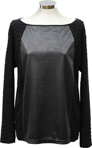 monari Shirt Fancy + Lederimitat "Schwarz"