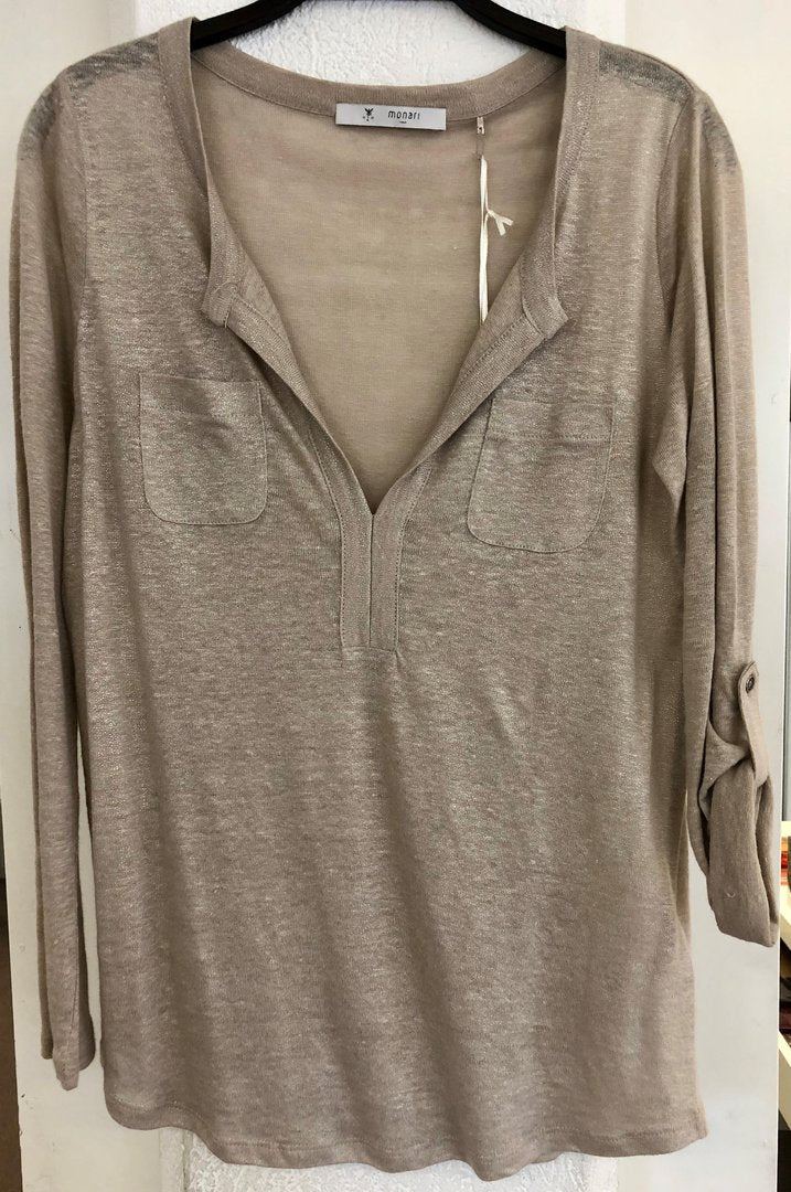 Monari Shirt Arm zum hochkrempeln beige