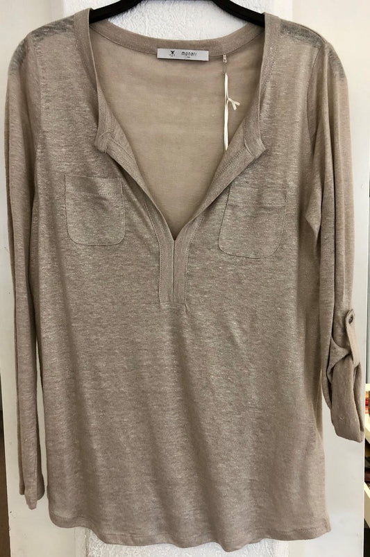 Monari Shirt Arm zum hochkrempeln beige