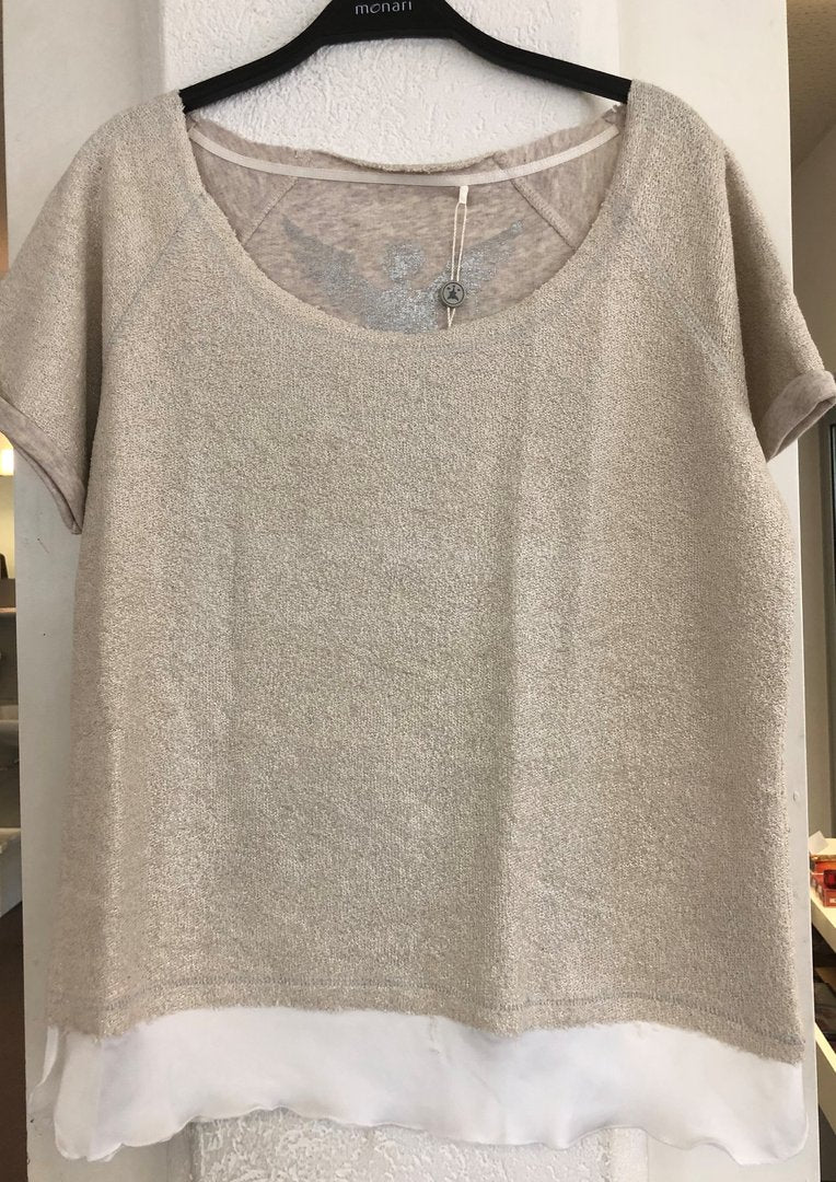 Monari T-Shirt beige / weiss