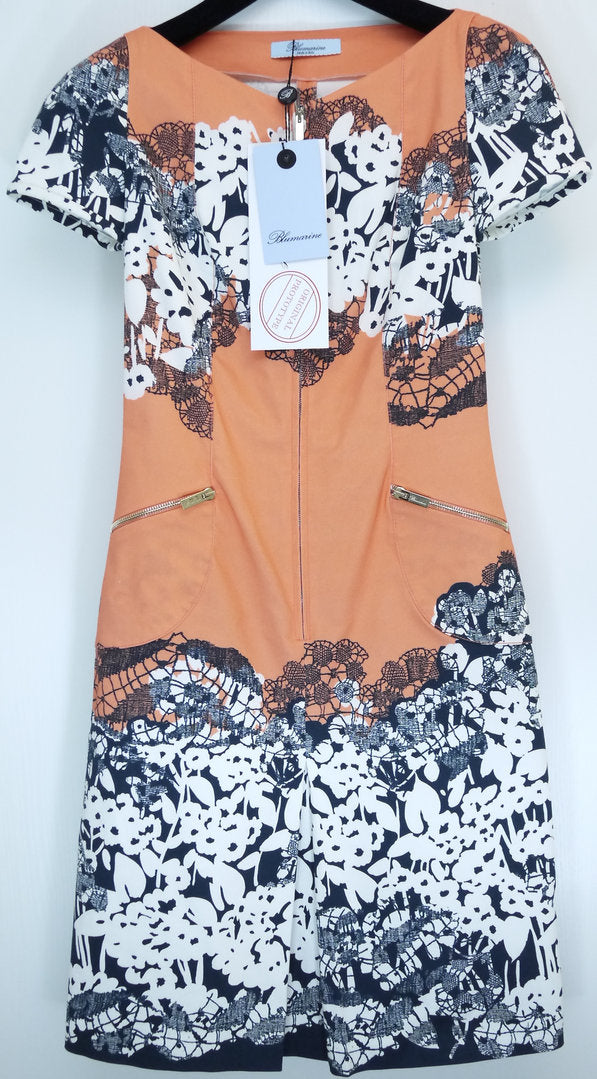 Bluemarine Kleid "Orange Schwarz Weiss"