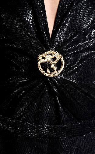 Just Cavalli Kleid mit Emblem Brosche "schwarz/glam"
