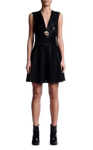 Just Cavalli Kleid mit Emblem Brosche "schwarz/glam"