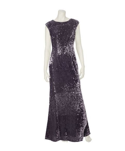 Steffen Schraut langes Abendkleid Pailletten "grau/glam"
