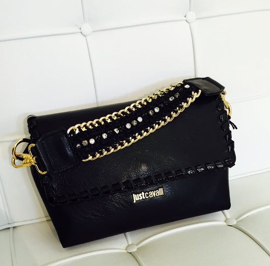 Just Cavalli Handtasche Abendclutch "schwarz mit Schmuckkette"