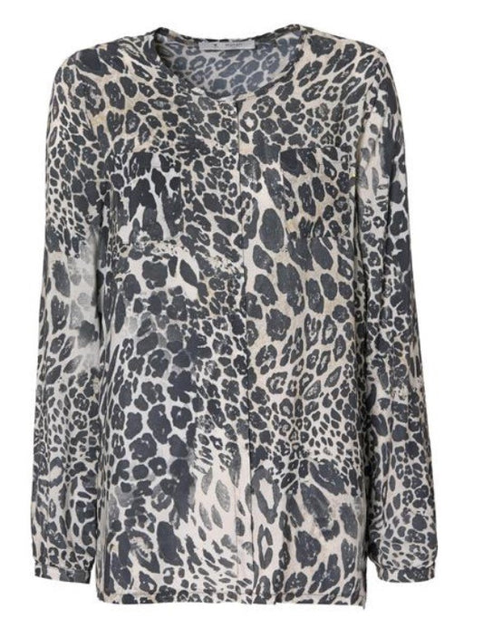Monari Bluse Leopardprint "beige/dunkelgrün"