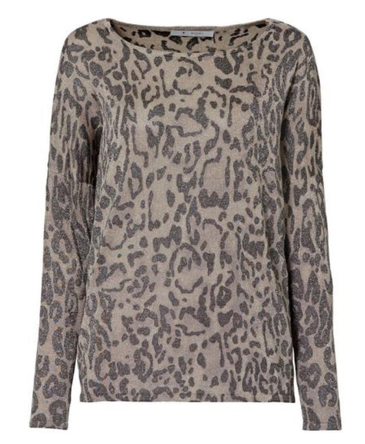Monari Pullover Leopardprint Glanz "beige/schwarz"
