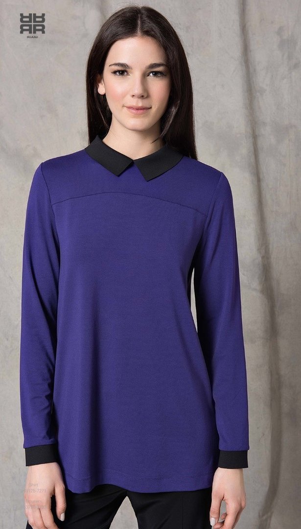 Riani lange Shirt-Bluse mit Kragen "Violett"