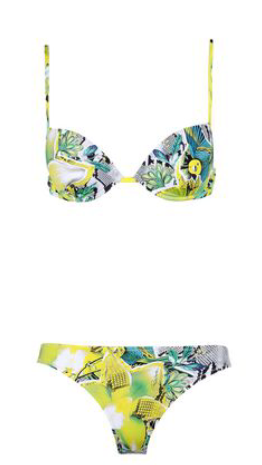 Roberto Cavalli Bikini Triangel "weiss, grün, gelb"