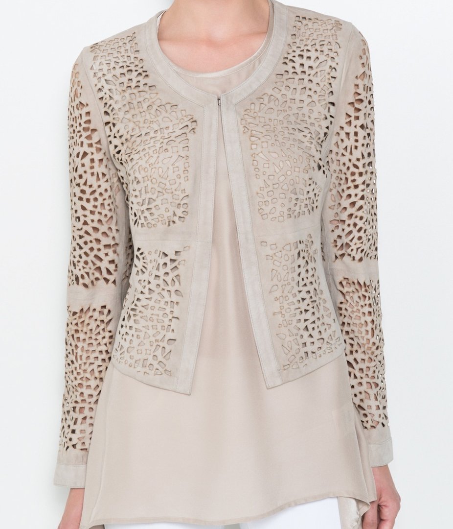 Riani Leder Jacke LaserCutOut "Sand"